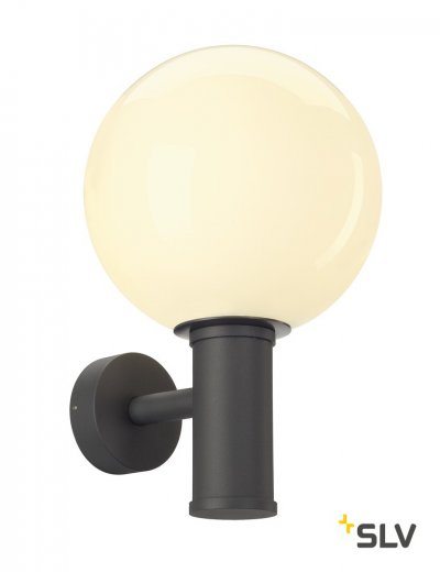 SLV 1002002 GLOO PURE WL светильник настенный IP44 для лампы E27 23Вт макс., антрацит/ стекло белое (ex 232005) 