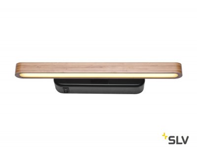 SLV 1002066 VINCELLI D WL светильник накладной 11Вт с LED 2700К, 500лм, черный / бамбук светлый