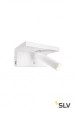 SLV 1002140 FIDO светильник настенный 6.6Вт с 2х USB (1.5A макс.), LED 3000K, 390лм 3 уровня, 36°, CRI>90, белый
