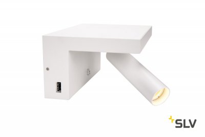 SLV 1002140 FIDO светильник настенный 6.6Вт с 2х USB (1.5A макс.), LED 3000K, 390лм 3 уровня, 36°, CRI>90, белый SLV 1002140 FIDO светильник настенный 6.6Вт с 2х USB (1.5A макс.), LED 3000K, 390лм 3 уровня, 36°, CRI>90, белый