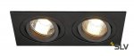 SLV 113492 NEW TRIA II GU10 Downlight, rechteckig, mattschwarz, max. 2x50W, inkl. Clipfedern