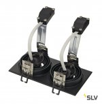 SLV 113492 NEW TRIA II GU10 Downlight, rechteckig, mattschwarz, max. 2x50W, inkl. Clipfedern