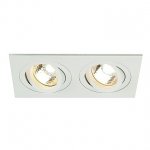SLV 113502 NEW TRIA II MR16 Downlight, rechteckig, mattweiss, max. 2x50W, inkl. Clipfedern