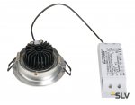 SLV 113876 NEW TRIA LED DL ROUND Set, Downlight, alu-brushed,6W,38°, 2700K, inkl. Treiber, Clipfed.
