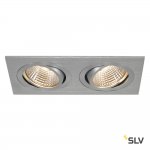 SLV 113896 NEW TRIA II LED DL SQUARE Set, alu-brushed, 2x6W, 38°, 2700K, inkl. Treiber, Clipfed.