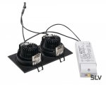 SLV 113920 NEW TRIA 2 DL SQUARE Set Downlight, mattschwarz, 2x6W, 38°,3000K,inkl. Treiber,Clipf.