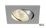 SLV 113966 NEW TRIA LED 3W DL SQUARE Set, Downlight, alu-brushed, 38°, 3000K, inkl. Treiber, Clipfed.