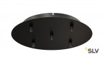 SLV 132620 Deckenrosette, 5 Ausg?nge, rund, schwarz, inkl. Zugentlastungen