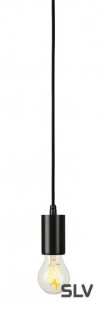 SLV 132650 FITU E27 Pendelleuchte, rund, schwarz, E27, max. 60W, 2.5m Kabel mit offenem Kabele.
