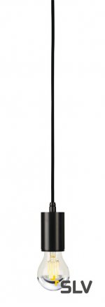 SLV 132650 FITU E27 Pendelleuchte, rund, schwarz, E27, max. 60W, 2.5m Kabel mit offenem Kabele.