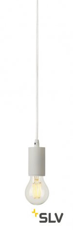 SLV 132651 FITU E27 Pendelleuchte, rund, weiss, E27, max. 60W, 2.5m Kabel mit offenem Kabele.