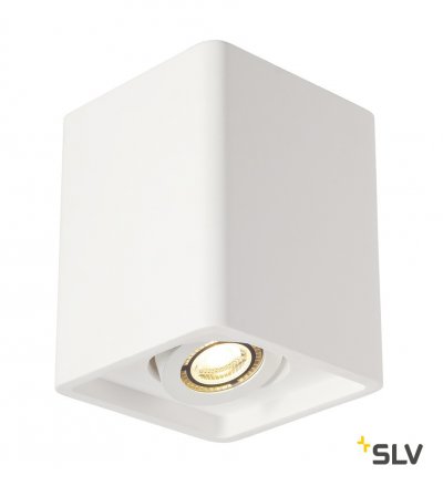 SLV 148051 PLASTRA BOX 1 Deckenleuchte, eckig, weisser Gips, 1xGU10, max. 35W