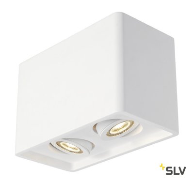 SLV 148052 PLASTRA BOX 2 Deckenleuchte, eckig, weisser Gips, 2xGU10, max. 35W