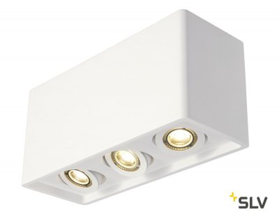 SLV 148053 PLASTRA BOX 3 Deckenleuchte, eckig, weisser Gips, 3xGU10, max. 35W