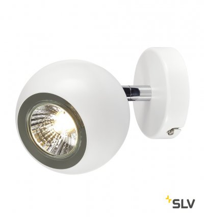 SLV 149061 LIGHT EYE 1 GU10 Wand- und Deckenleuchte, weiss/ chrom, GU10, max. 50W
