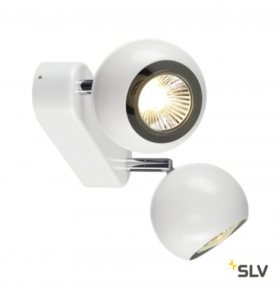 SLV 149071 LIGHT EYE 2 GU10 Wand- und Deckenleuchte, weiss/ chrom, GU10, max. 2x50W