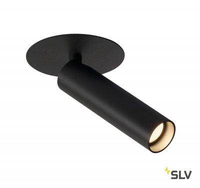 SLV 152380 MILAN Single Spot, Deckenein- bauleuchte, Rosette flach, schwarz, 7,5W LED, 3000K,
