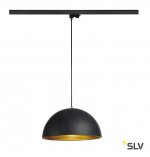 SLV 153130 FORCHINI M Pendelleuchte, 40cm rund, schwarz/gold, E27, inkl. schwarzem 3P.-Adapter, Metall