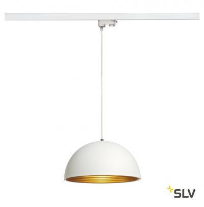 SLV 153131 FORCHINI M Pendelleuchte, 40cm rund, weiss/gold, E27, inkl. weissem 3P.-Adapter, Metall