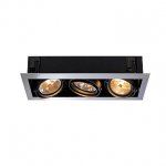 SLV 154652 AIXLIGHT FLAT TRIPLE QRB111 Deckeneinbauleuchte, chrom / mattschwarz, max. 3x50W