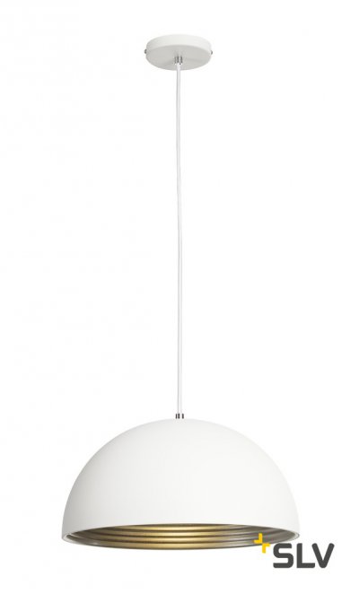 SLV 155901 FORCHINI M Pendelleuchte, PD-2, 40cm, rund, weiss/ silber, E27, max. 40W SLV 155901 FORCHINI M Pendelleuchte, PD-2, 40cm, rund, weiss/ silber, E27, max. 40W