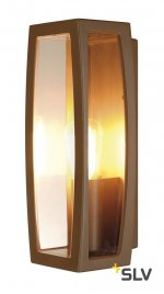 SLV 230657 MERIDIAN BOX Aussenleuchte, rostfarben, E27, max. 25W, klarer Kunststoff