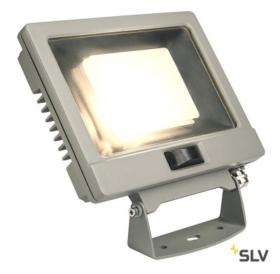 SLV 232884 SPOODI SENSOR 20 светильник IP65 30Вт с LED 3000К, 2250лм,100°, датч.движ. с ПДУ, кабель 2м, серебр.