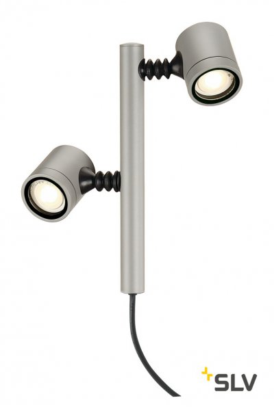 SLV 233184 NEW MYRA 2 Leuchtenk?pfe, silbergrau, GU10, max. 2x4W, IP44