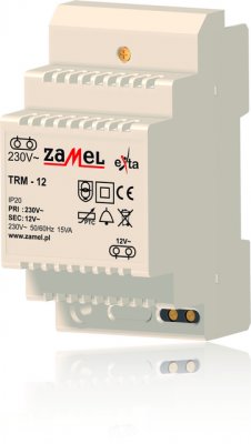 Zamel Трансформатор напряжения 230VAC/12VAC 15VA IP20 на DIN рейку 3мод (TRM-12) Zamel Трансформатор напряжения 230VAC/12VAC 15VA IP20 на DIN рейку 3мод (TRM-12)