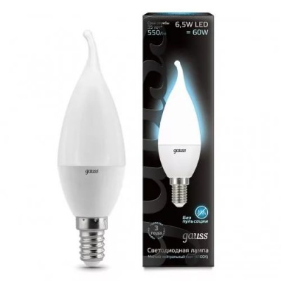 

Лампа Gauss LED Свеча на ветру E14 6.5W 550lm 4100K (104101207), 104101207