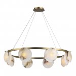 utsenka-SL1520.303.08 Светильник подвесной ST-Luce Латунь/Алебастр G9 8*5W 4000K CLAM