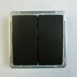 Выключатель Wessen 59 двухклавишный с индикацией черный бархат (VS516-251-6-86)