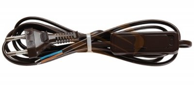 Zamel Коричневый Шнур питания с выключателем и вилкой 1,9м 2,5А (SP/W) (ZAMEL Коричневый Шнур)