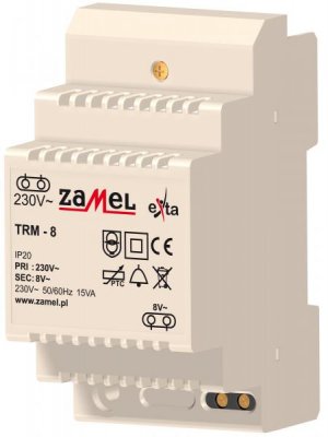 Zamel Трансформатор напряжения 230V AC / 8V AC 15VA, IP20 (TRM-8) Zamel Трансформатор напряжения 230V AC / 8V AC 15VA, IP20 (TRM-8)